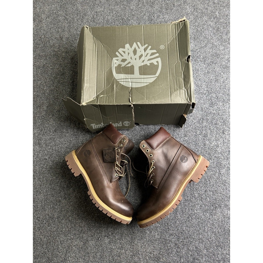 Mens Timberland Premium 6-Inch Waterproof Full Grain Brown Boots, Size 9 M